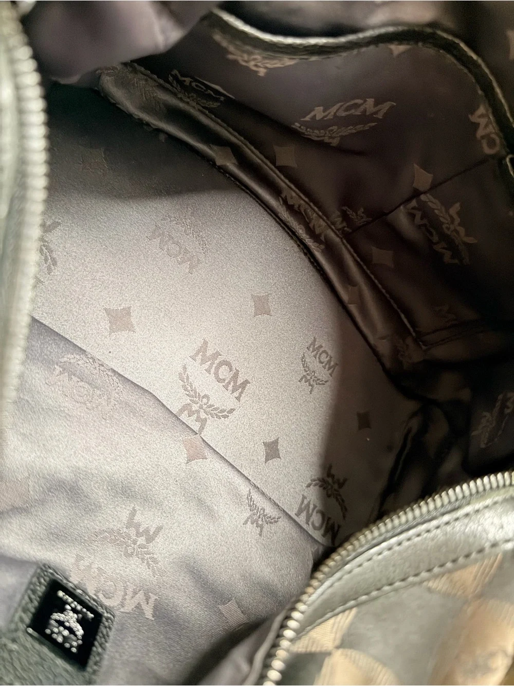 RARE MCM Brown & Black Checkered Monogram Satchel